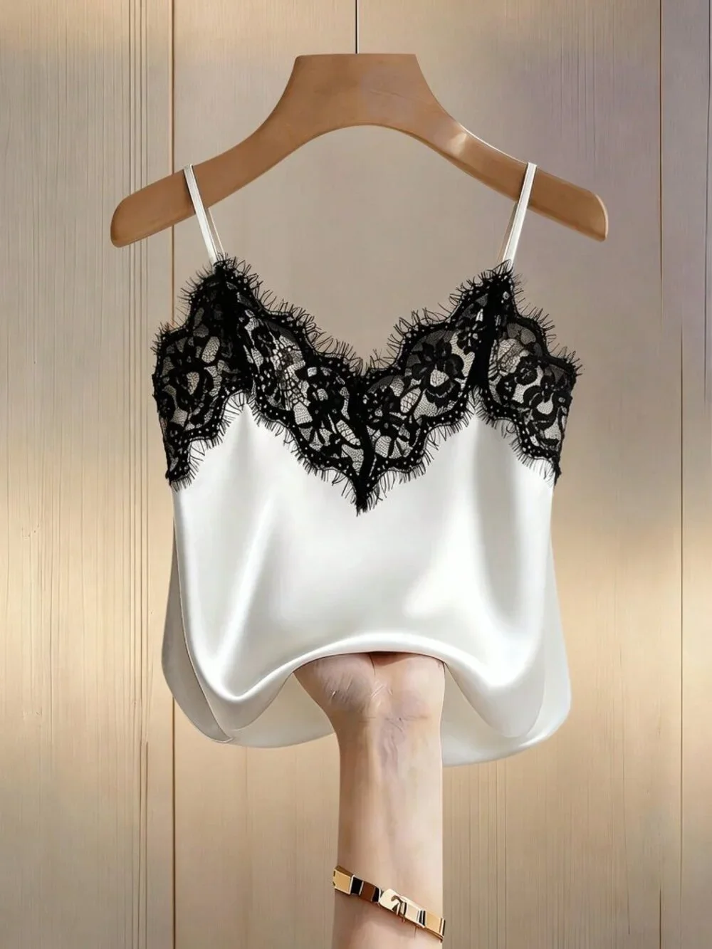 White Casual Sexy Women's Fitted Lace Camisole Top